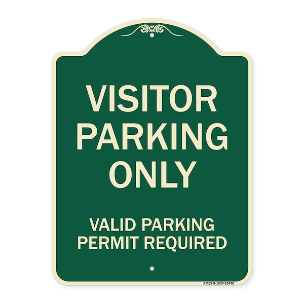 Signmission Parking Area Visitors Parking Valid Parking Permit Required Aluminum Sign, 24" x 18", G-1824-23470 A-DES-G-1824-23470 - main